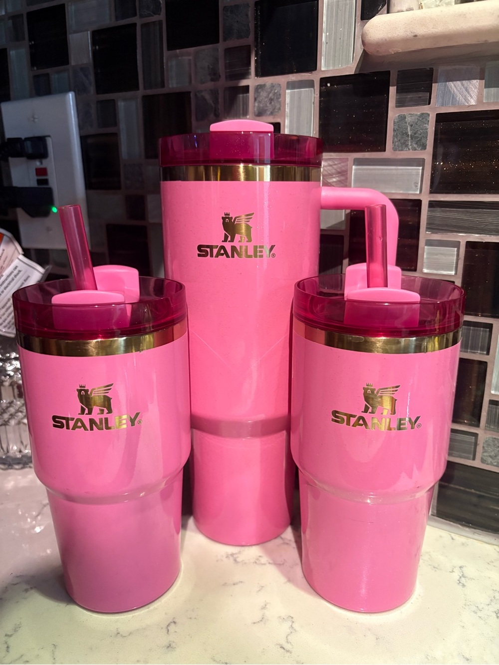 Stanley Pink Insulated Drinkware Set with Gold Accents - 3 Piece